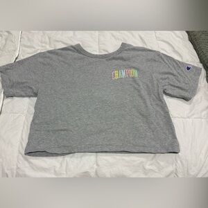 Embroidered Champion Crop top Heather Gray Tee size small